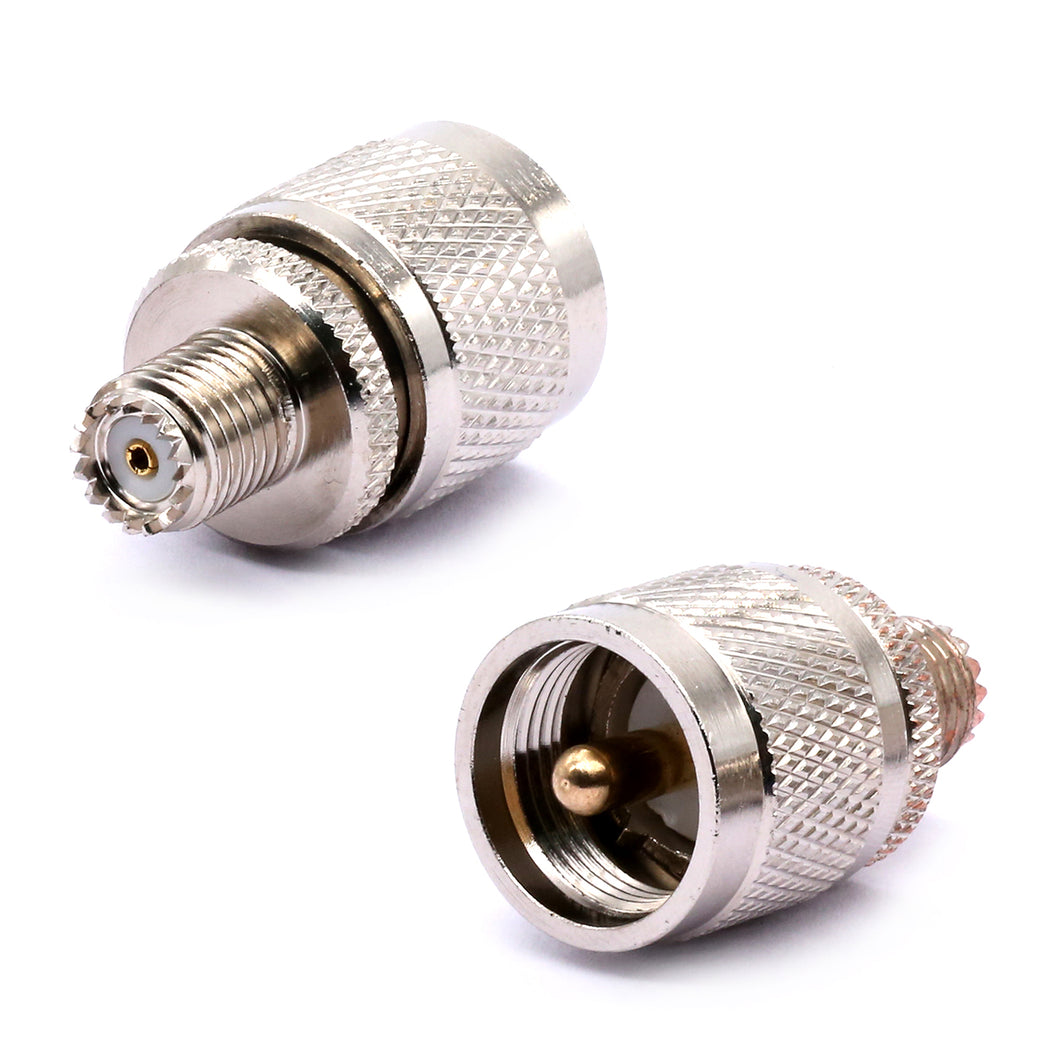 2-Pack Mini UHF Female to PL259 Connector