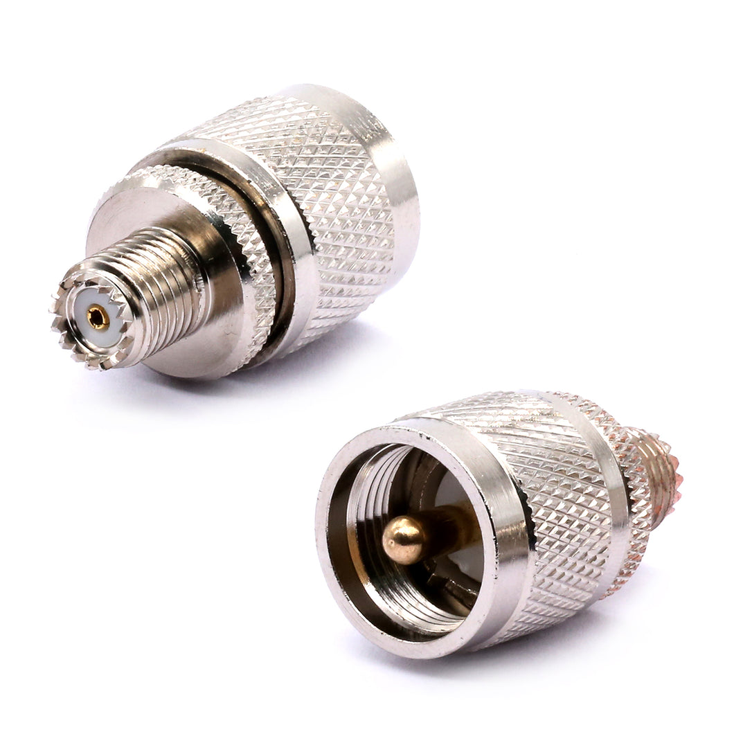 2-Pack Mini UHF Female to PL259 Connector